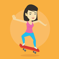 Image showing Woman riding skateboard vector illustration.