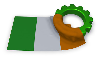 Image showing gear wheel and flag of ireland - 3d rendering