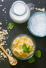 Image showing milk with chia seeds and banana