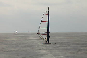 Image showing  windsurfer Ice surfing   