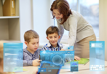 Image showing group of school kids writing test in classroom