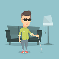 Image showing Blind man with stick vector illustration.