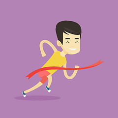 Image showing Athlete crossing finish line vector illustration.