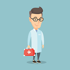 Image showing Doctor holding first aid box vector illustration.