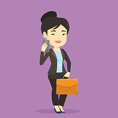 Image showing Business woman making selfie vector illustration.