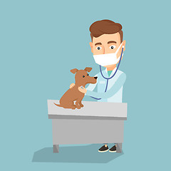 Image showing Veterinarian examining dog vector illustration.