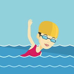 Image showing Woman swimming vector illustration.