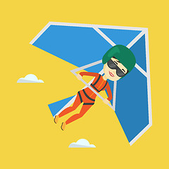 Image showing Woman flying on hang-glider vector illustration.