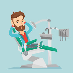 Image showing Scared patient in dental chair vector illustration