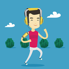 Image showing Man running with earphones and smartphone.