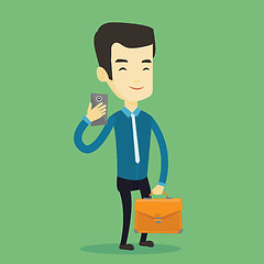 Image showing Business man making selfie vector illustration.