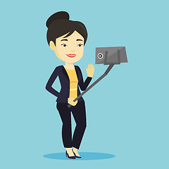 Image showing Woman making selfie vector illustration.