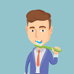 Image showing Man brushing his teeth vector illustration.