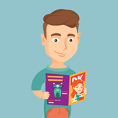 Image showing Man reading magazine vector illustration.