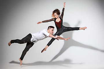 Image showing Two people dancing in contemporary stile