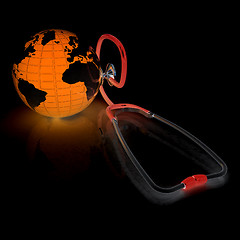 Image showing stethoscope and globe.3d illustration