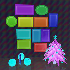 Image showing Set of Christmas and New Year frames and Christmas tree. 3D rend