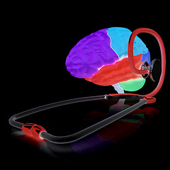 Image showing stethoscope and brain. 3d illustration