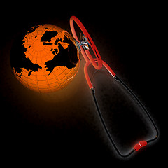 Image showing Stethoscope and Earth.3d illustration