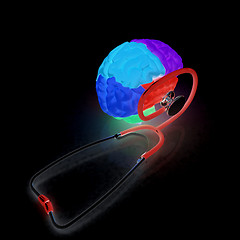 Image showing stethoscope and brain. 3d illustration