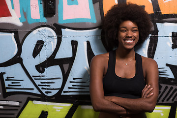 Image showing black woman after a workout at the gym