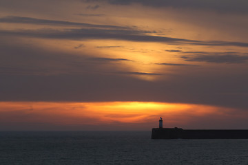Image showing Sunset Sky over Newhaven Lighthouse