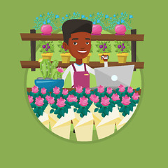 Image showing Florist at flower shop vector illustration.