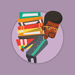 Image showing Student with pile of books vector illustration.