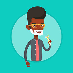 Image showing Man shaving his face vector illustration.