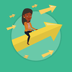 Image showing Happy business woman flying to success.