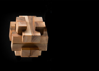 Image showing The wooden puzzle - game with blocks