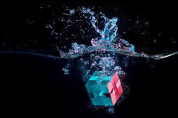 Image showing Water splash with puzzle effect