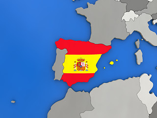 Image showing Spain on globe