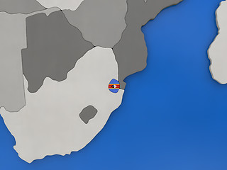 Image showing Swaziland on globe