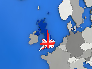 Image showing United Kingdom on globe