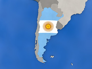 Image showing Argentina on globe