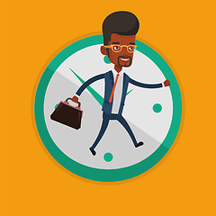 Image showing Businessman running on clock background.