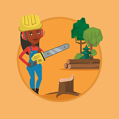 Image showing Lumberjack with chainsaw vector illustration.