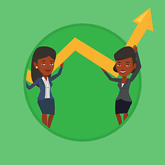 Image showing Two business women holding growth graph.