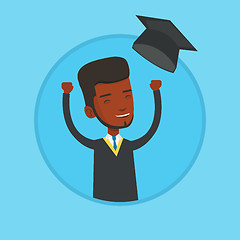 Image showing Graduate throwing up his hat vector illustration.