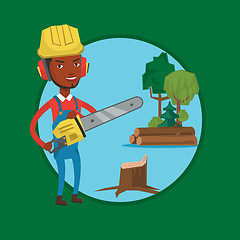 Image showing Lumberjack with chainsaw vector illustration.