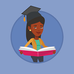 Image showing Graduate with book in hands vector illustration.