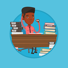 Image showing Stressed man working in office vector illustration