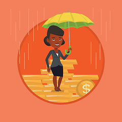 Image showing Business woman insurance agent with umbrella.