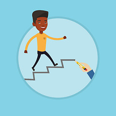 Image showing Businessman running upstairs vector illustration.