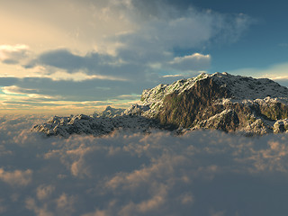 Image showing Above the sky and mountains