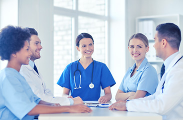 Image showing group of happy doctors meeting at hospital office