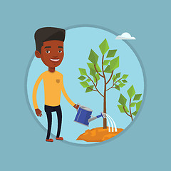 Image showing Businessman watering trees vector illustration.