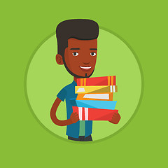 Image showing Man holding pile of books vector illustration.