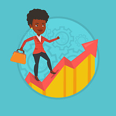 Image showing Happy business woman standing on profit chart.